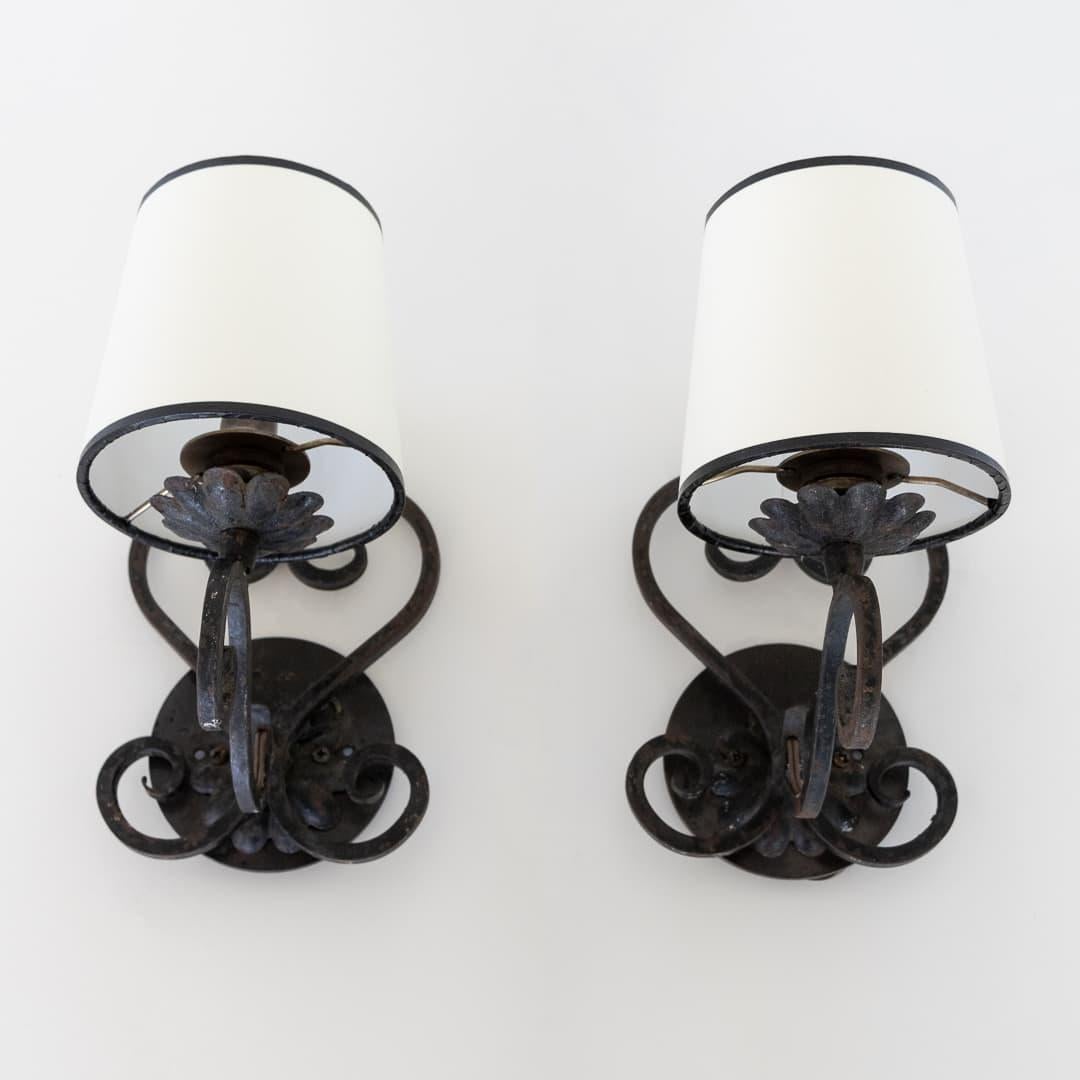 Pair of French Wrought Iron Sconces For Sale 1