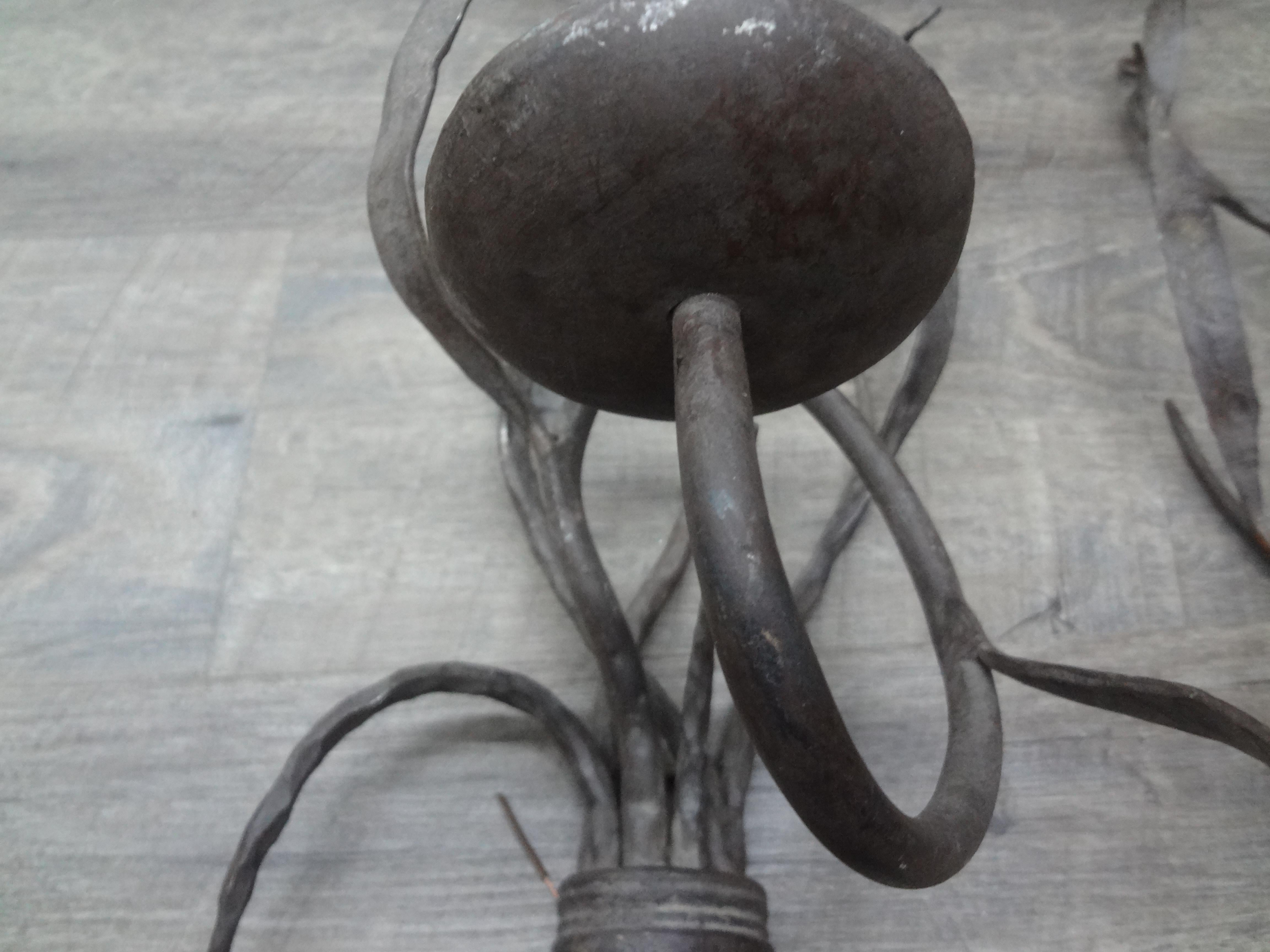 Mid-20th Century Pair of French Wrought Iron Sconces For Sale