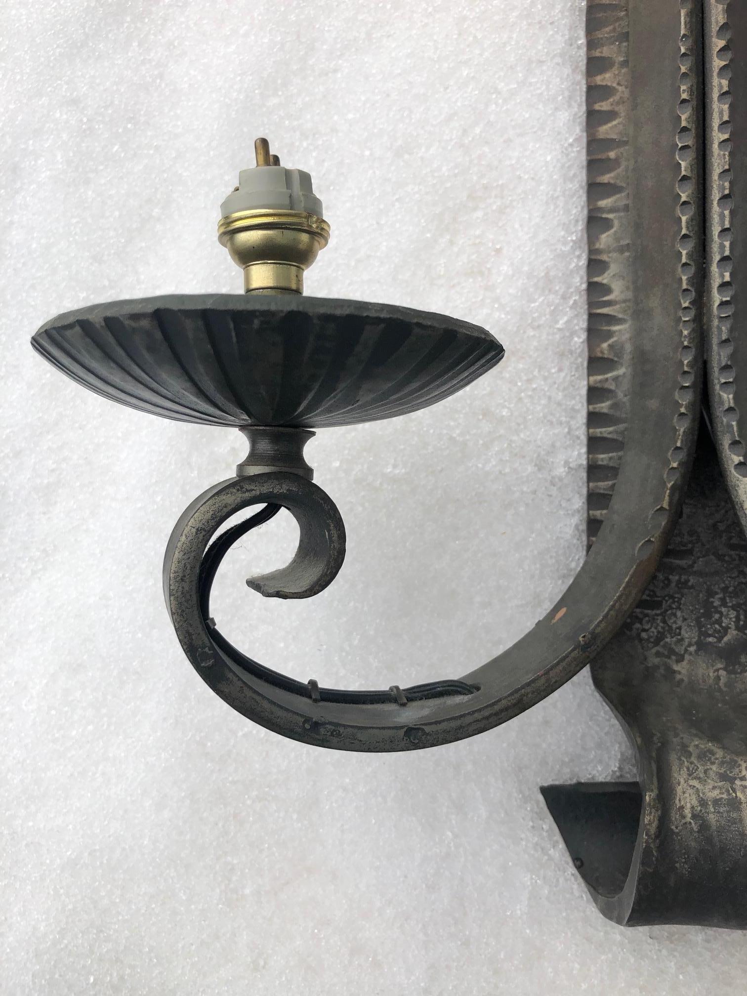 Pair of French Wrought Iron Sconces 1