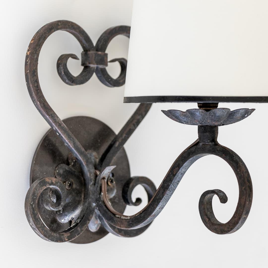 Pair of French Wrought Iron Sconces For Sale 4