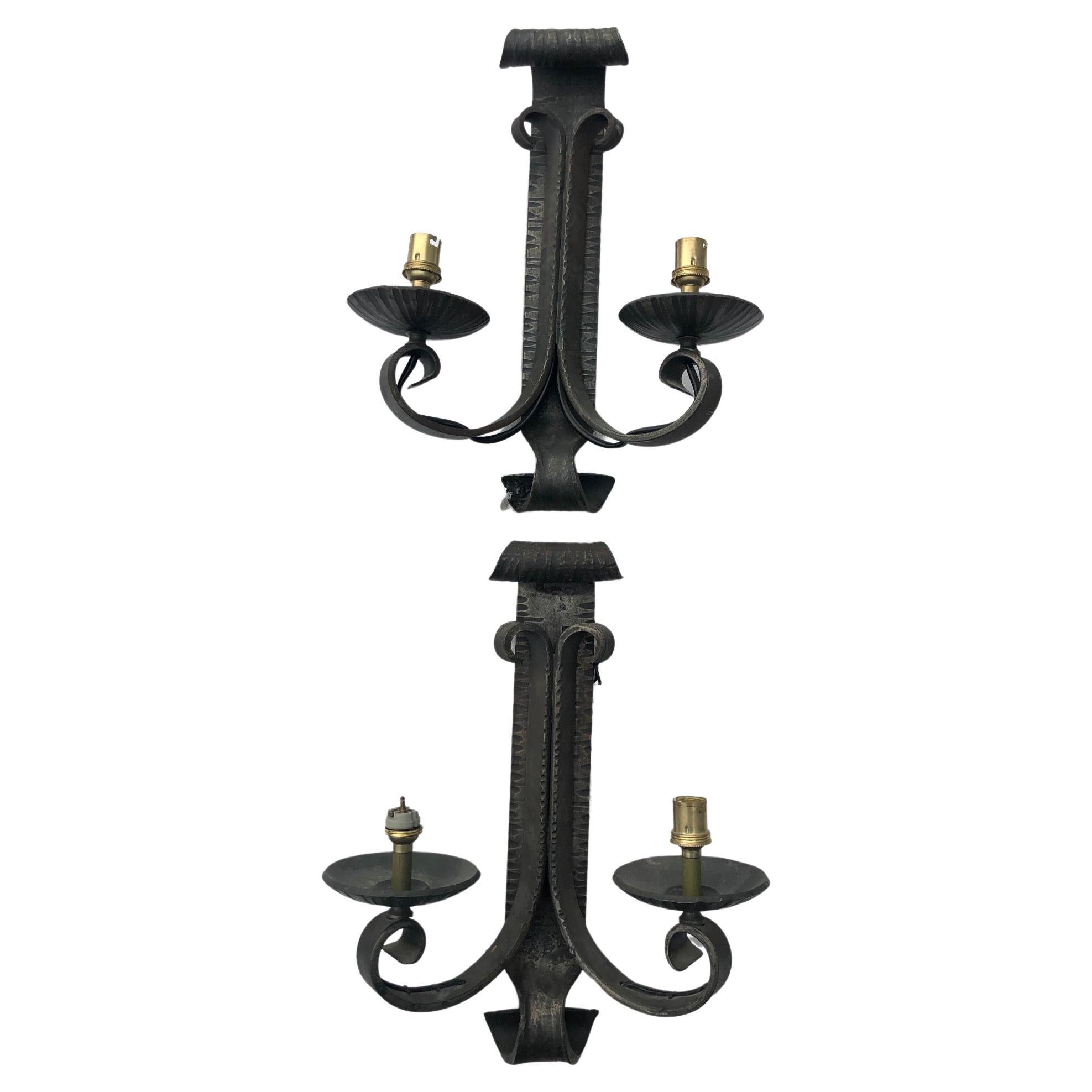 Pair of French Wrought Iron Sconces