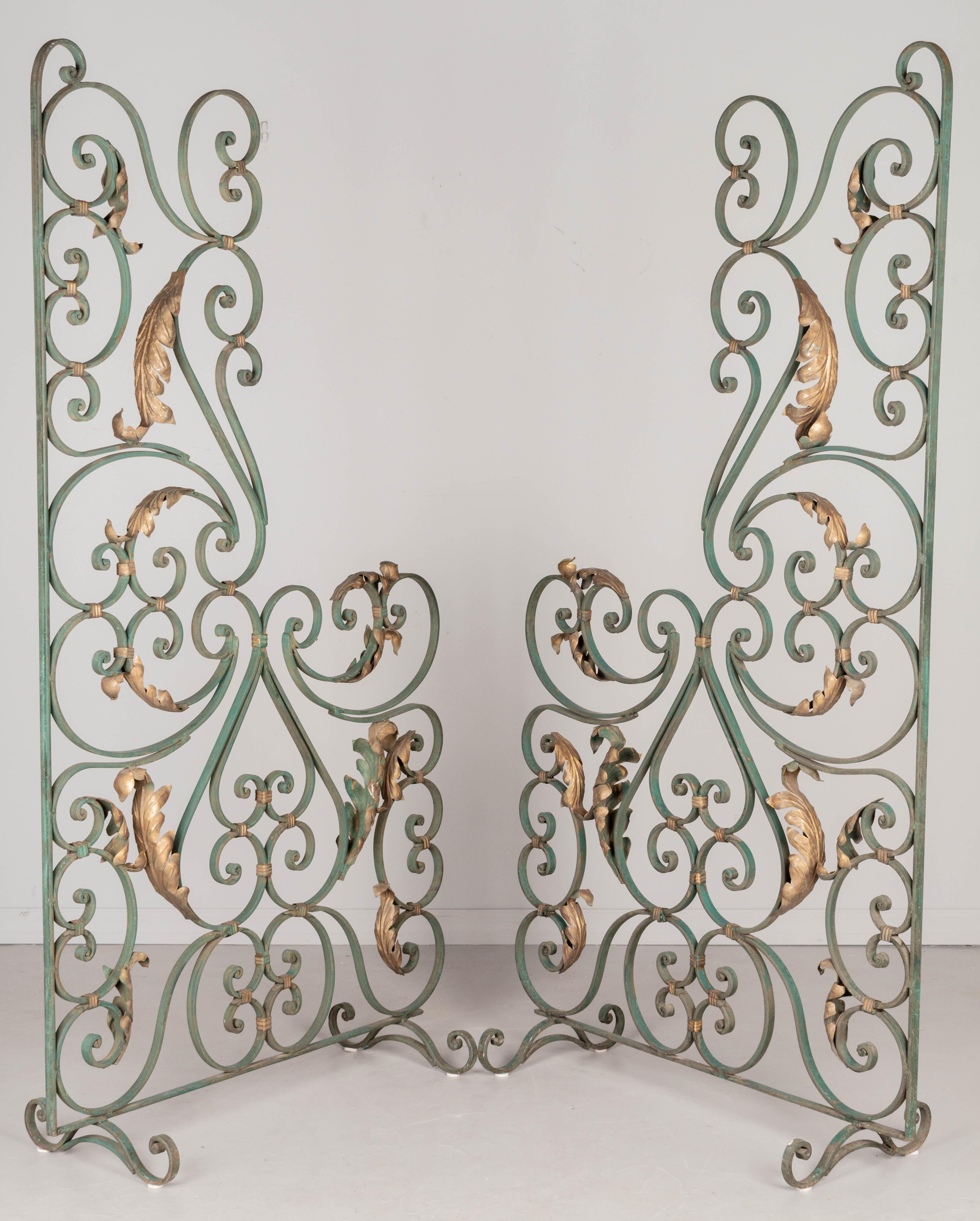 Art Deco Pair of French Wrought Iron Screens or Room Dividers For Sale