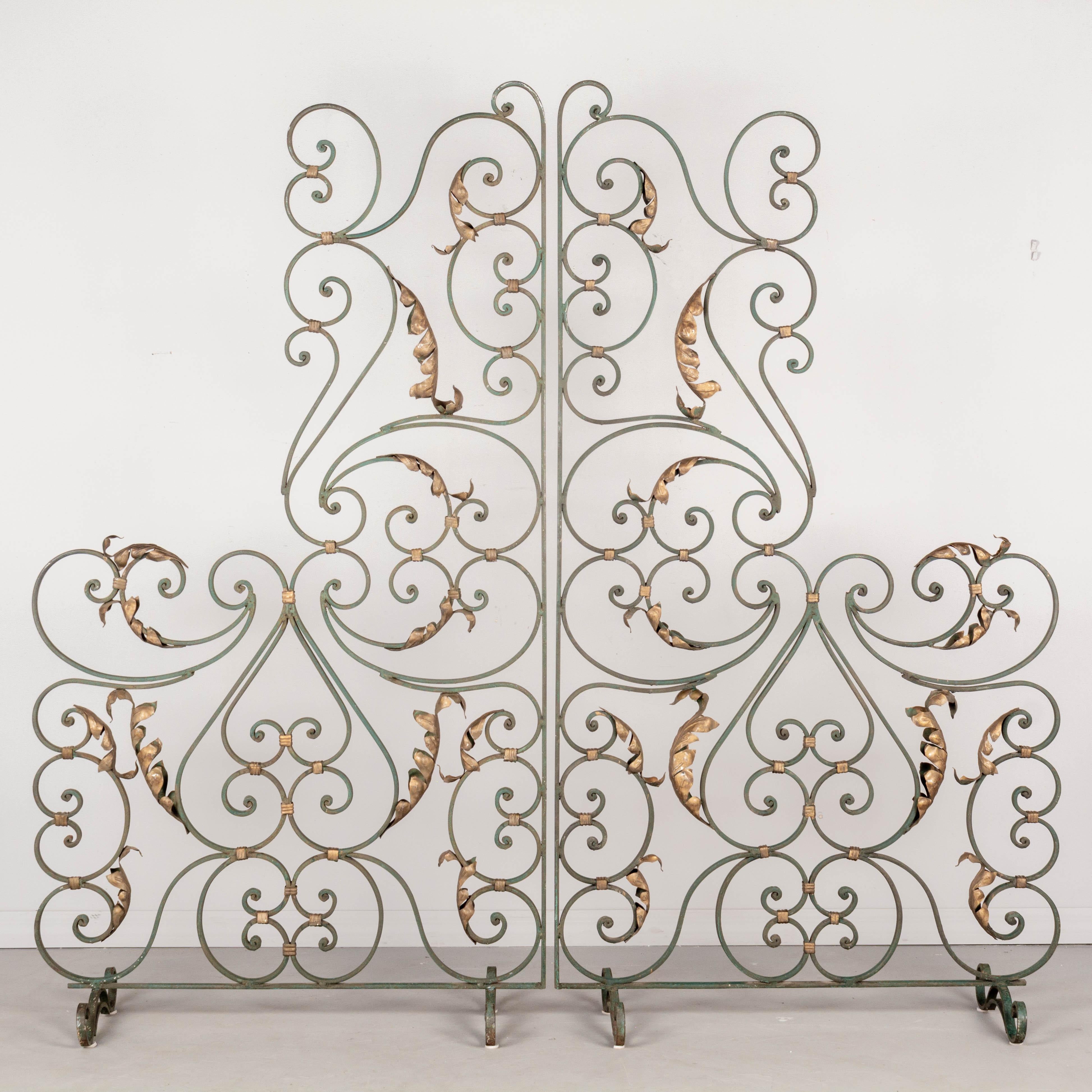 Tôle Pair of French Wrought Iron Screens or Room Dividers For Sale