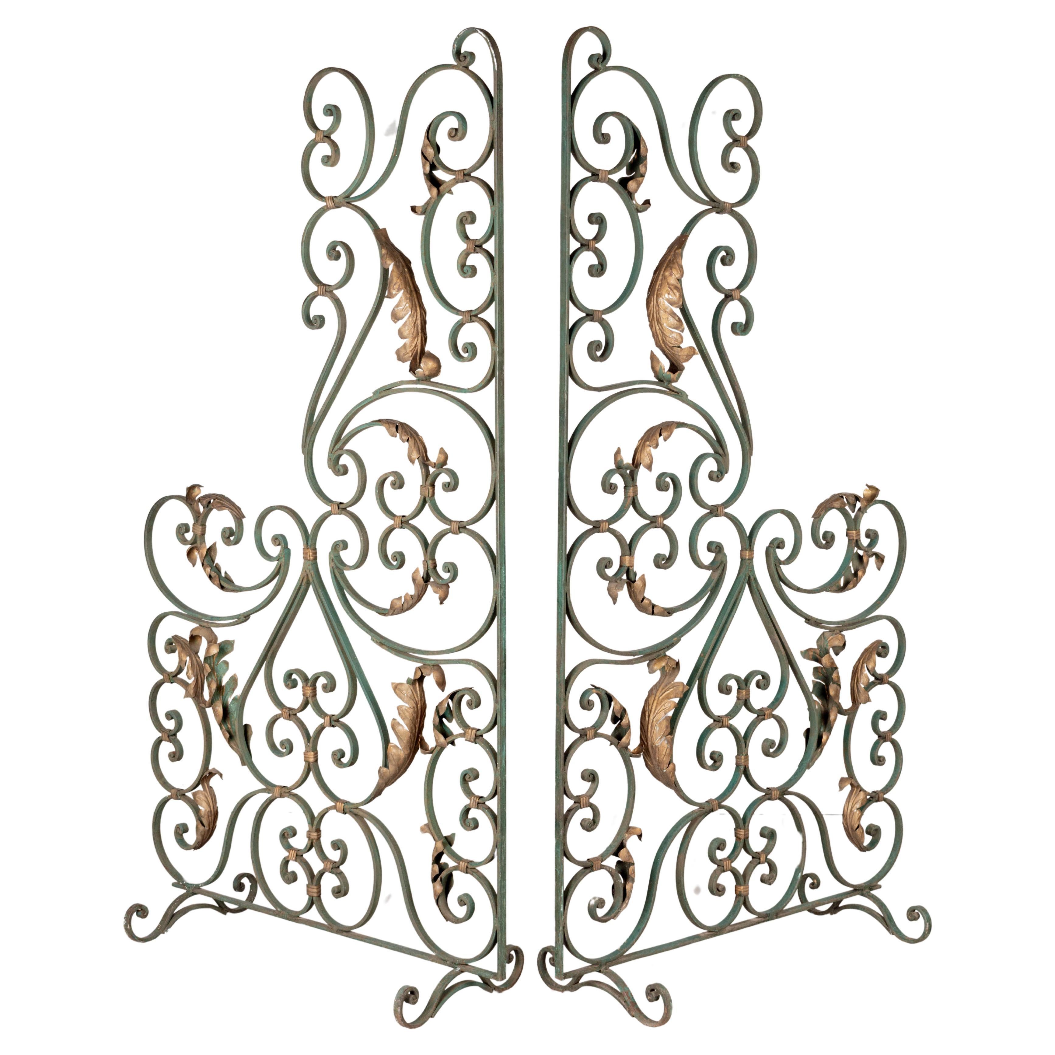 Pair of French Wrought Iron Screens or Room Dividers For Sale