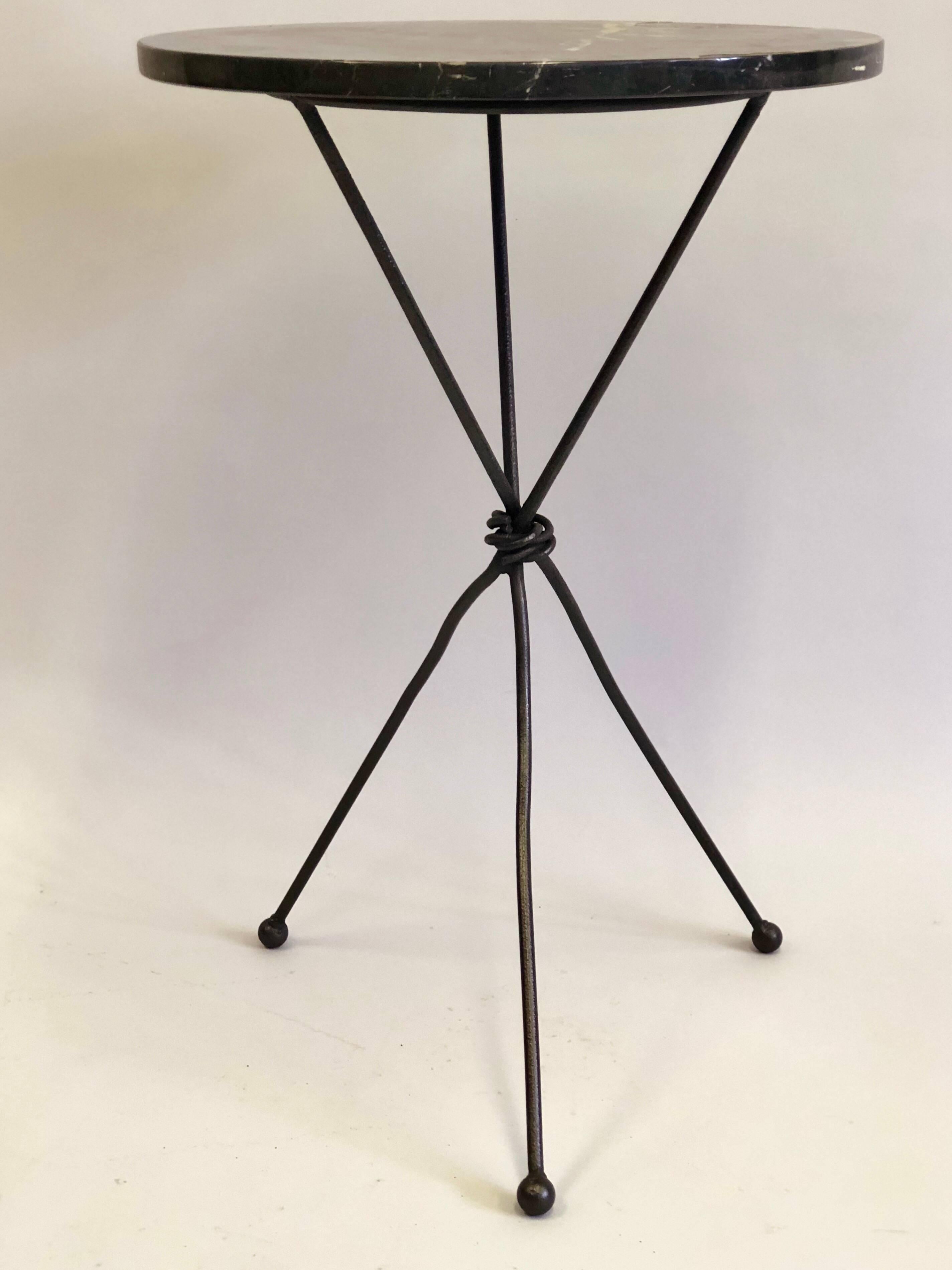Pair of French Wrought Iron Side Table Giacometti for Jean Michel Frank In Good Condition In New York, NY
