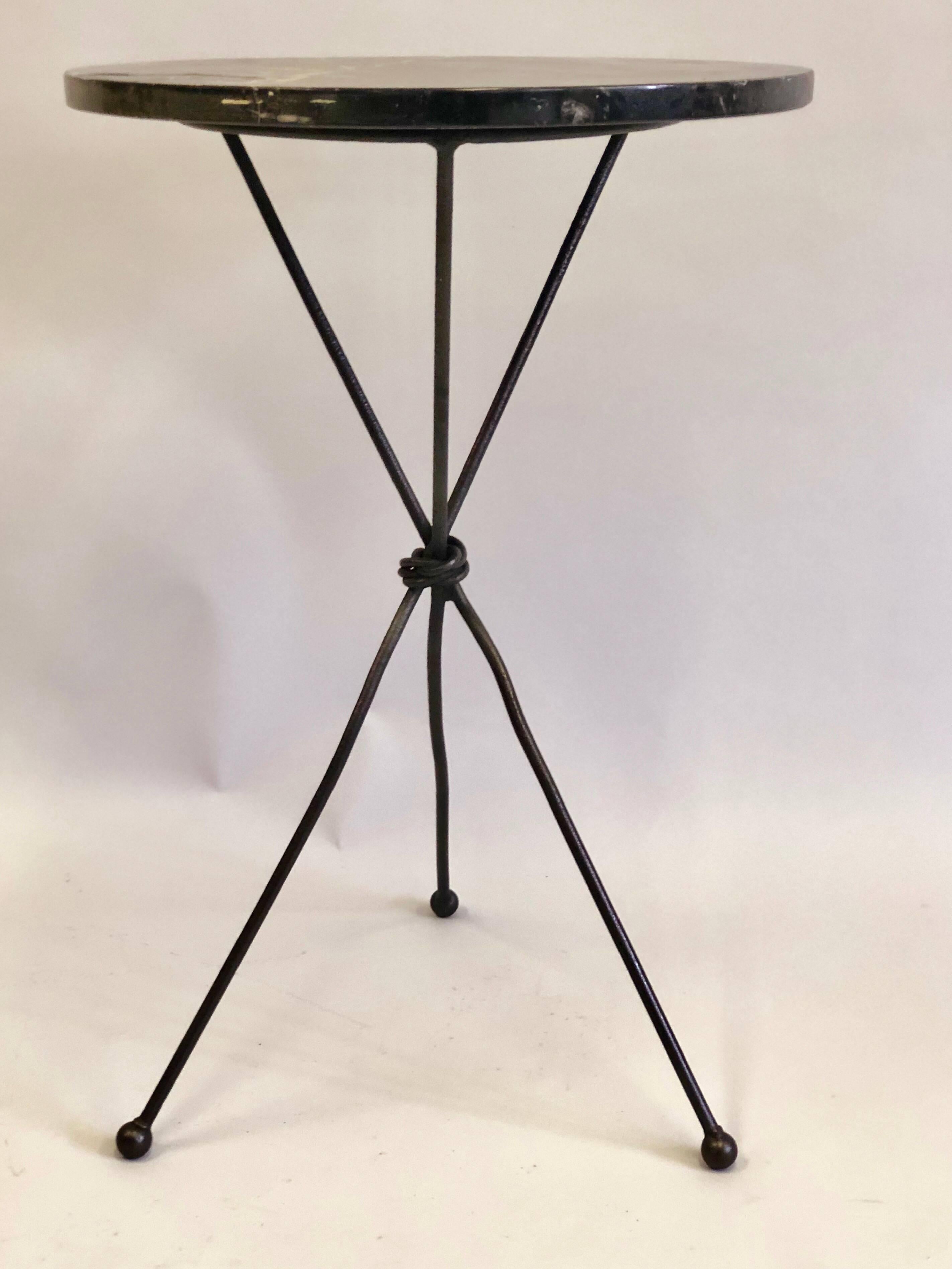 20th Century Pair of French Wrought Iron Side Table Giacometti for Jean Michel Frank