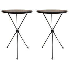 Pair of French Wrought Iron Side Table Giacometti for Jean Michel Frank