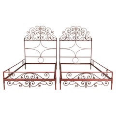 Pair of French Wrought Iron Twin Bed Frames