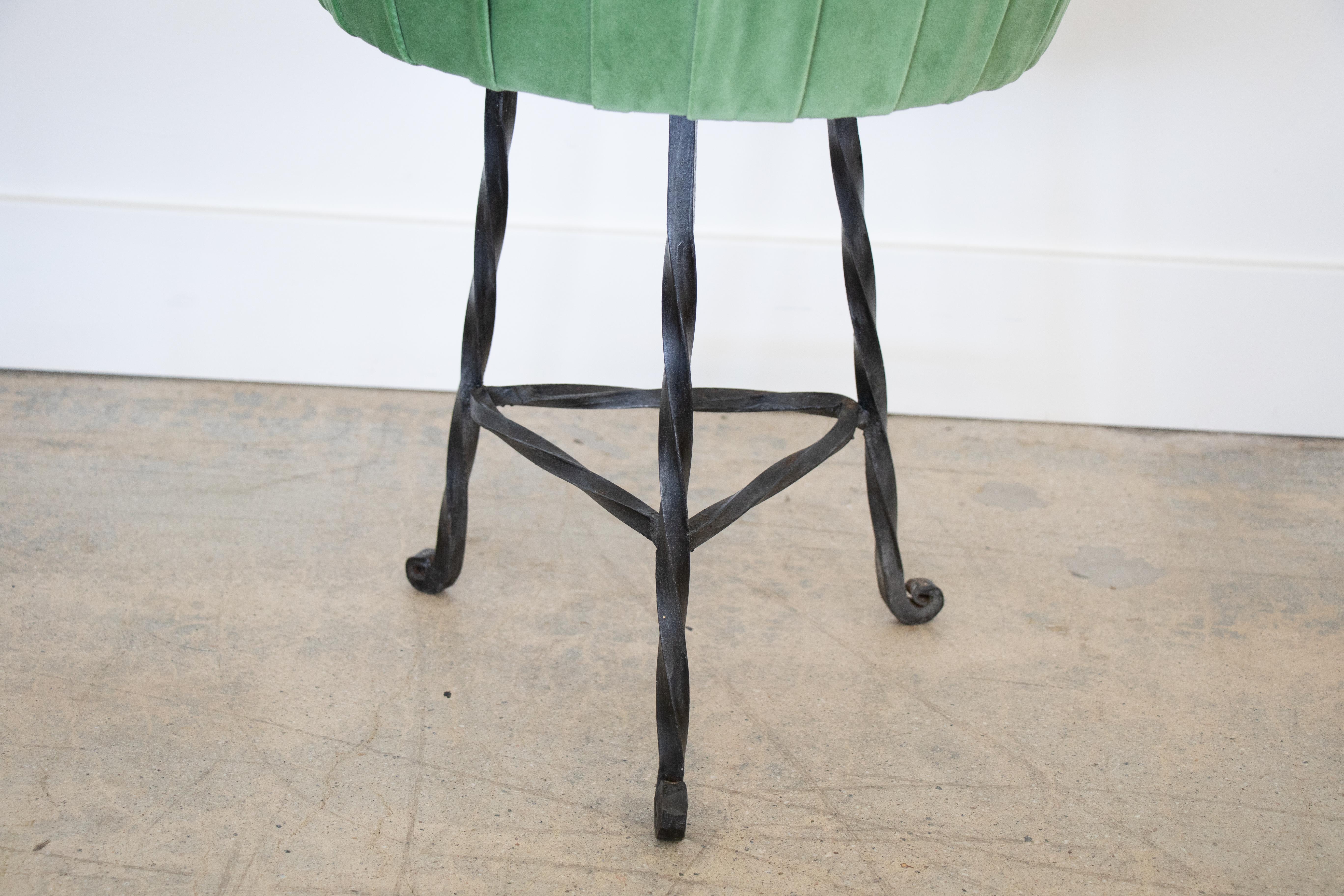 Pair of French Wrought Iron Twisted Stools 1