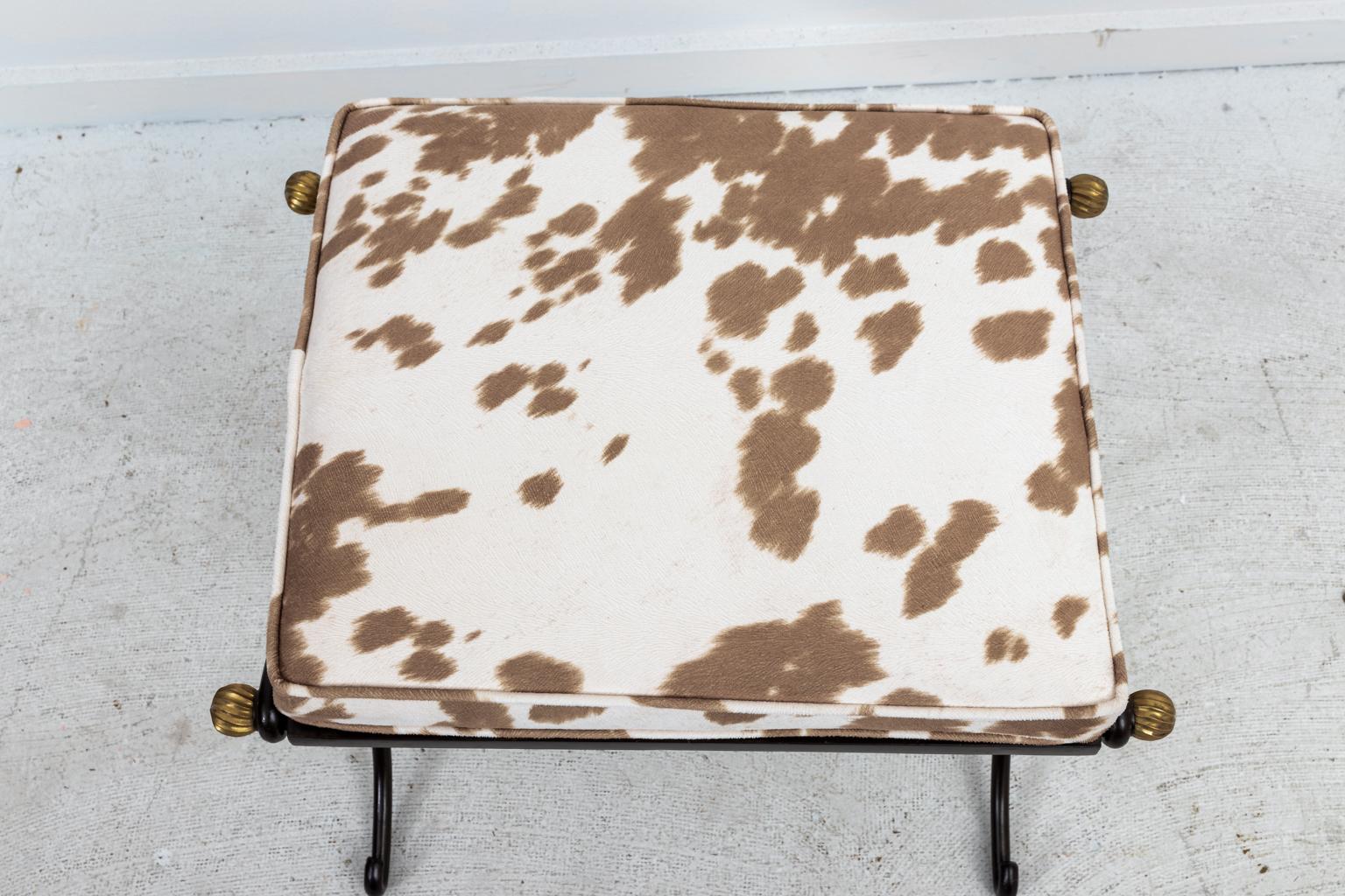 Pair of French Wrought Iron Upholstered Benches In Good Condition In Stamford, CT