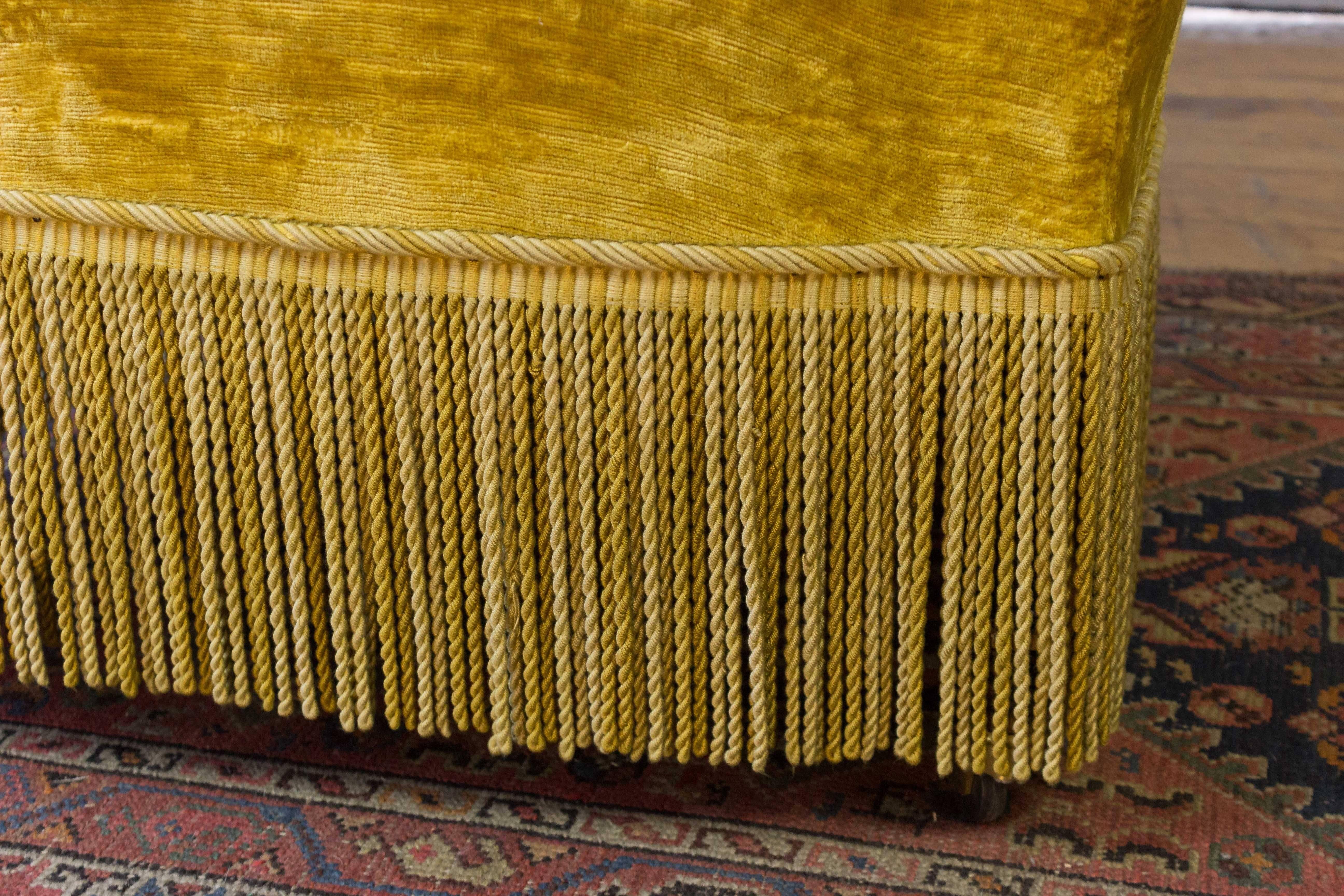 Pair of French 19th Century Gold Velvet Armchairs 7