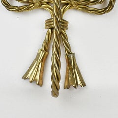 Pair of French Gold Trompe L’Oeil Tassel Wall Candle Sconces with Mirror, a Pair