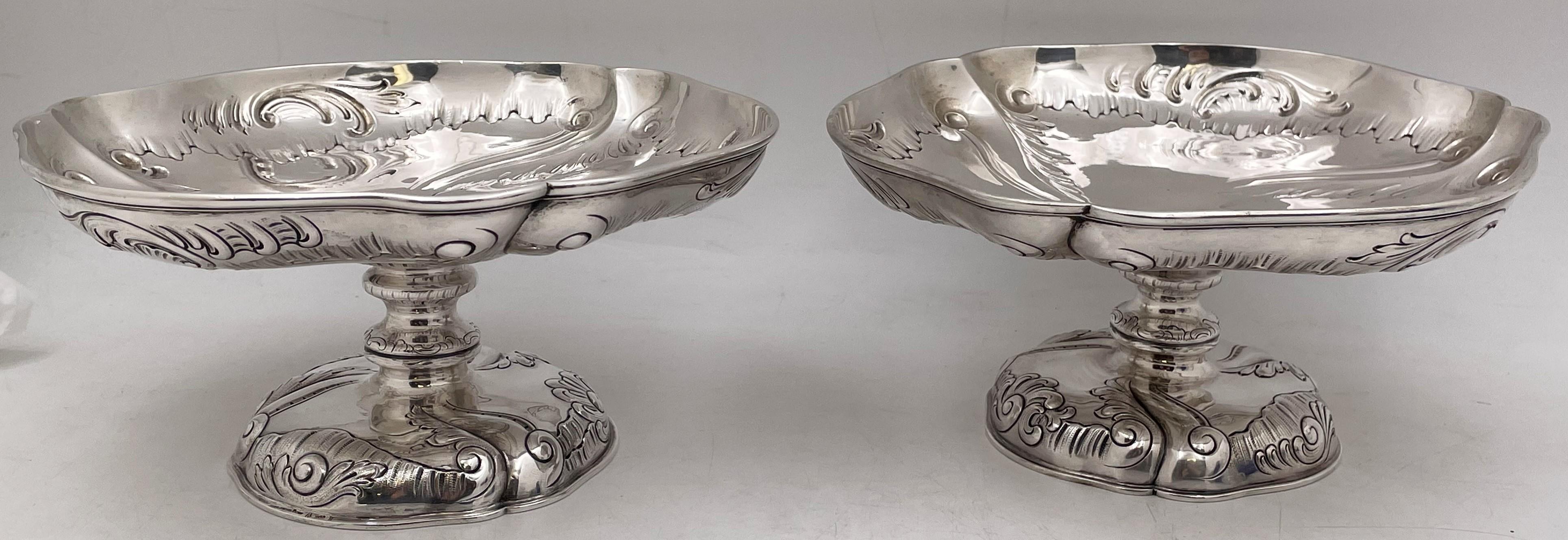 Rococo Pair of Friedlander Royal Maker Continental Silver 19th Century Tazza / Bowls For Sale