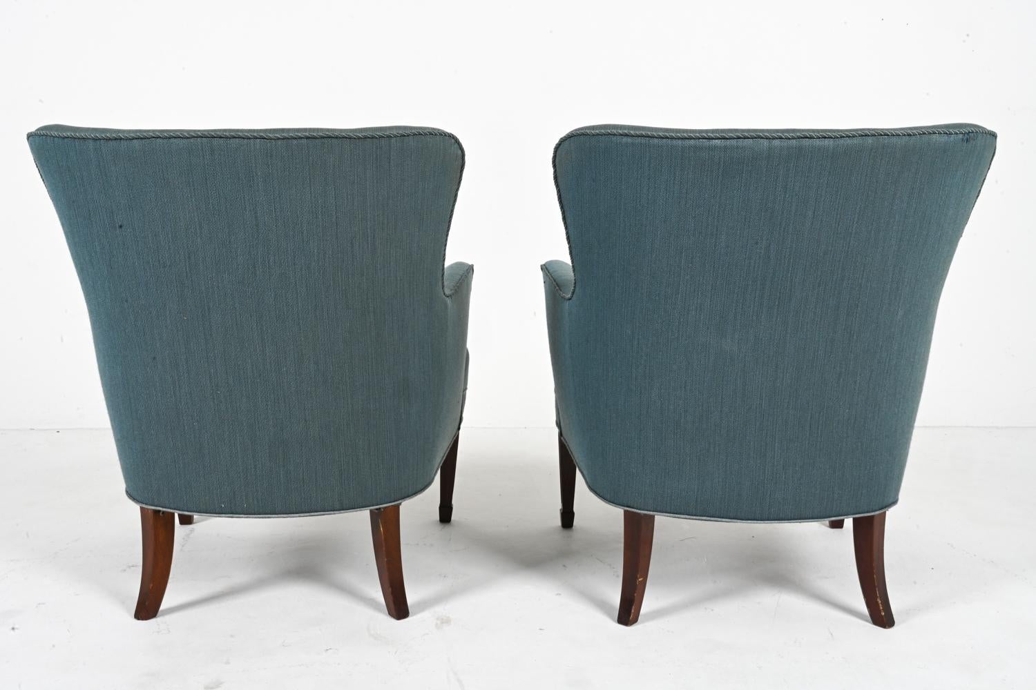 Pair of Frits Henningsen Easy Chairs in Mahogany, c. 1940's For Sale 3