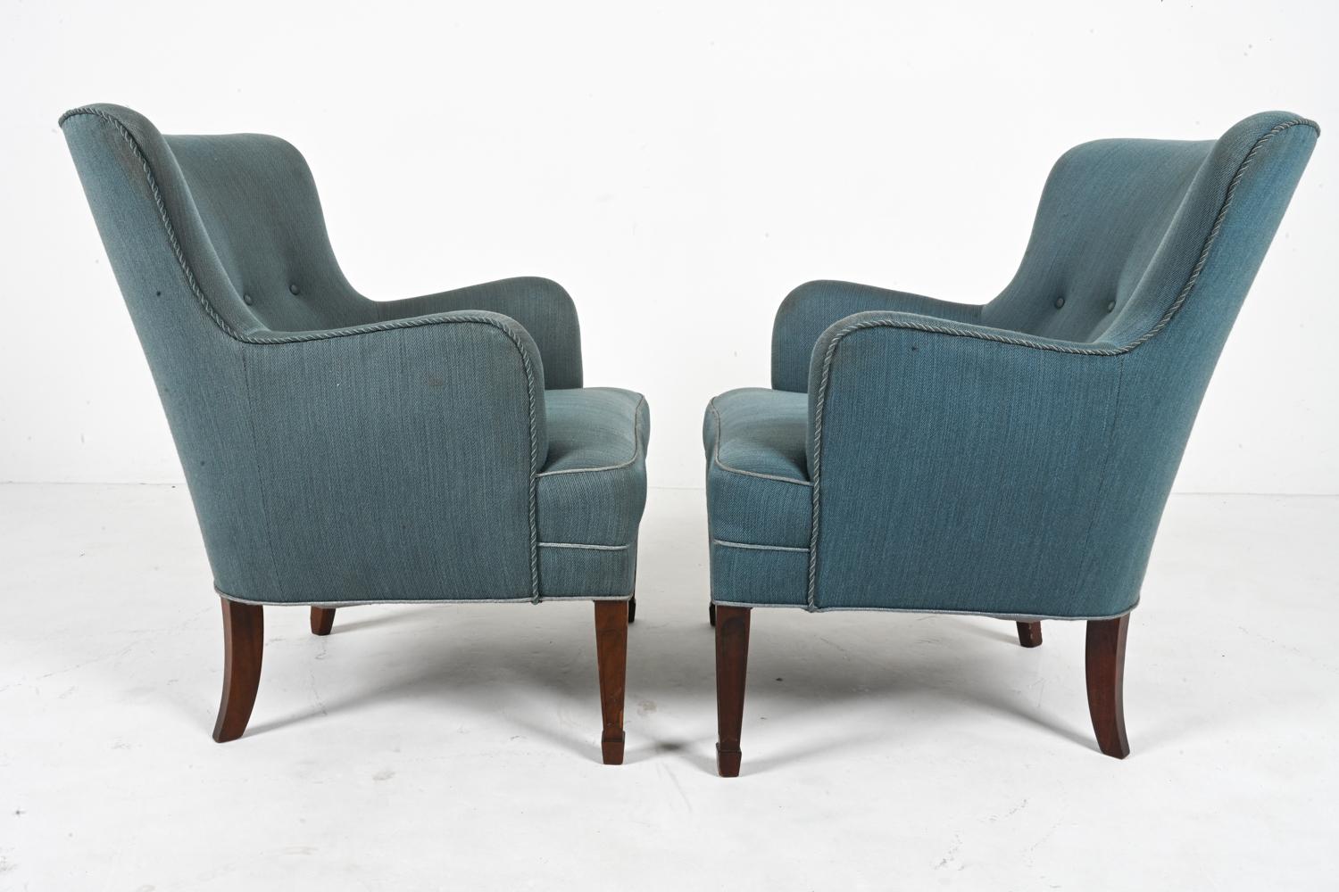 Pair of Frits Henningsen Easy Chairs in Mahogany, c. 1940's For Sale 1