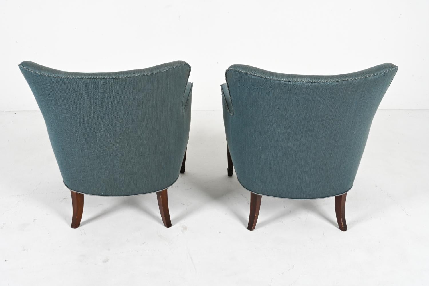 Pair of Frits Henningsen Easy Chairs in Mahogany, c. 1940's For Sale 2