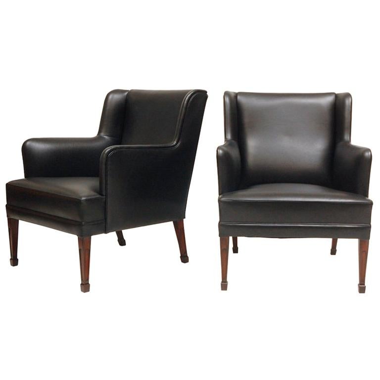 Pair of Frits Henningsen Lounge Chairs For Sale