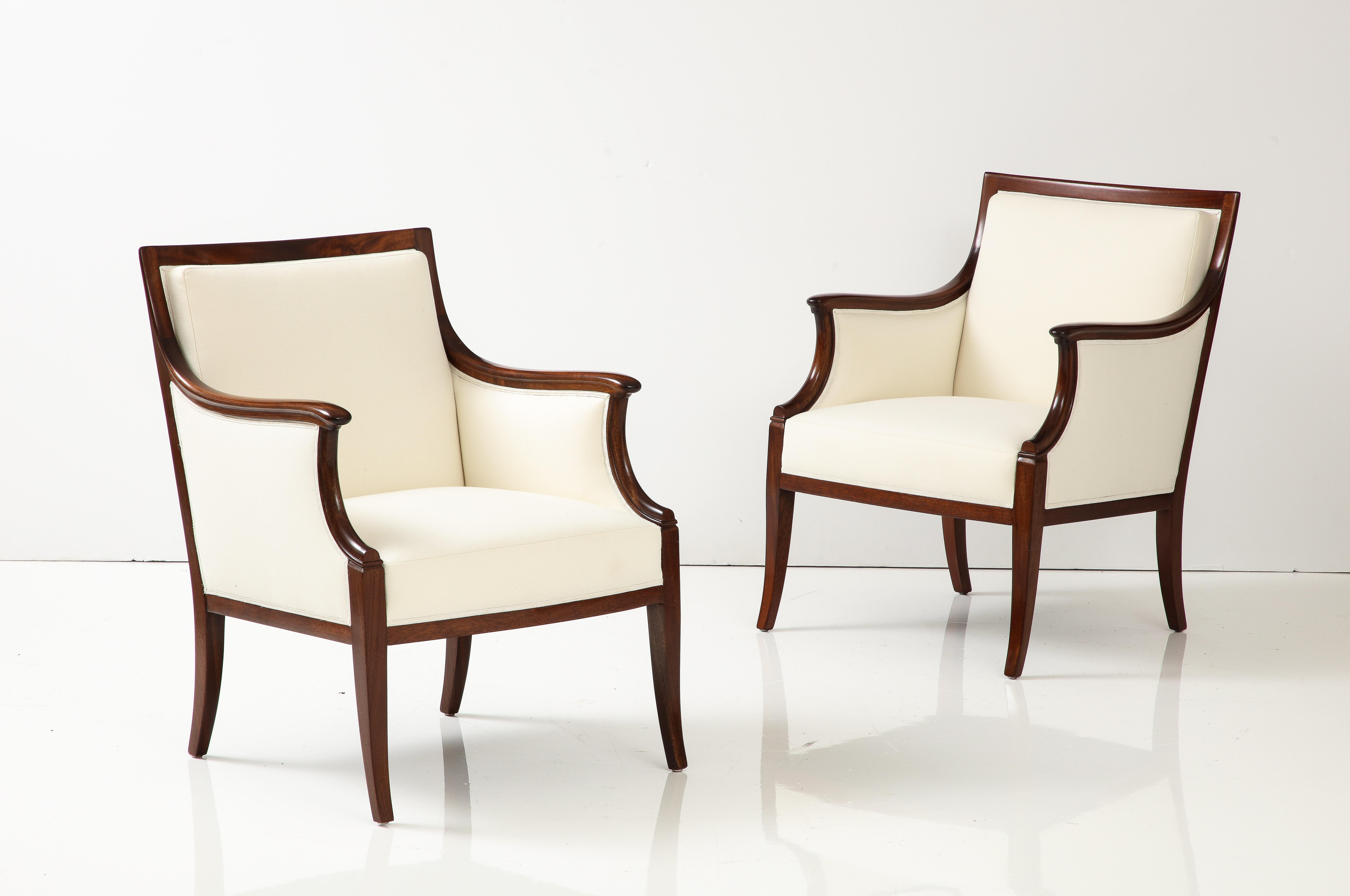 Pair of Frits Henningsen Mahogany Armchairs, circa 1940s 5