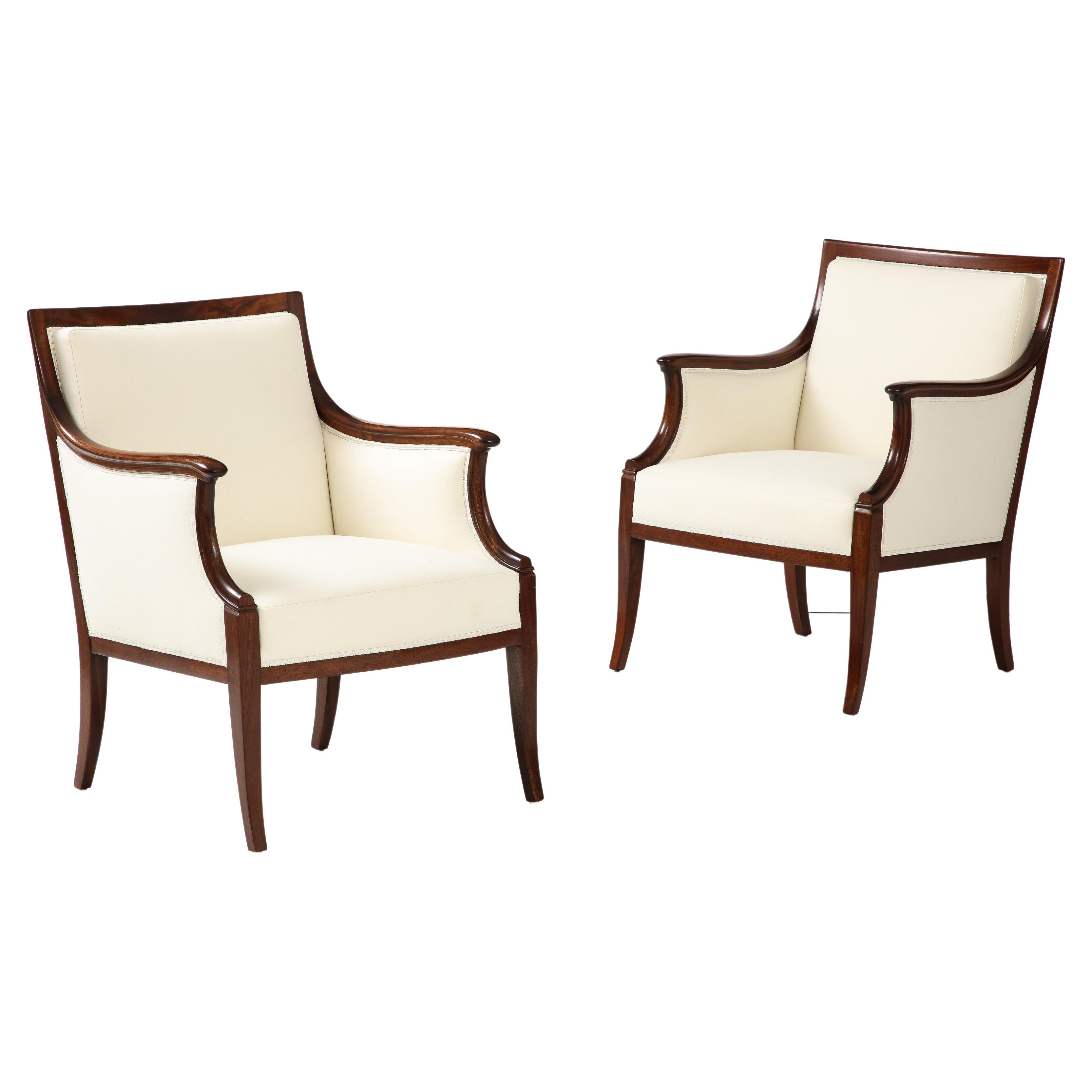 Pair of Frits Henningsen Mahogany Armchairs, circa 1940s For Sale