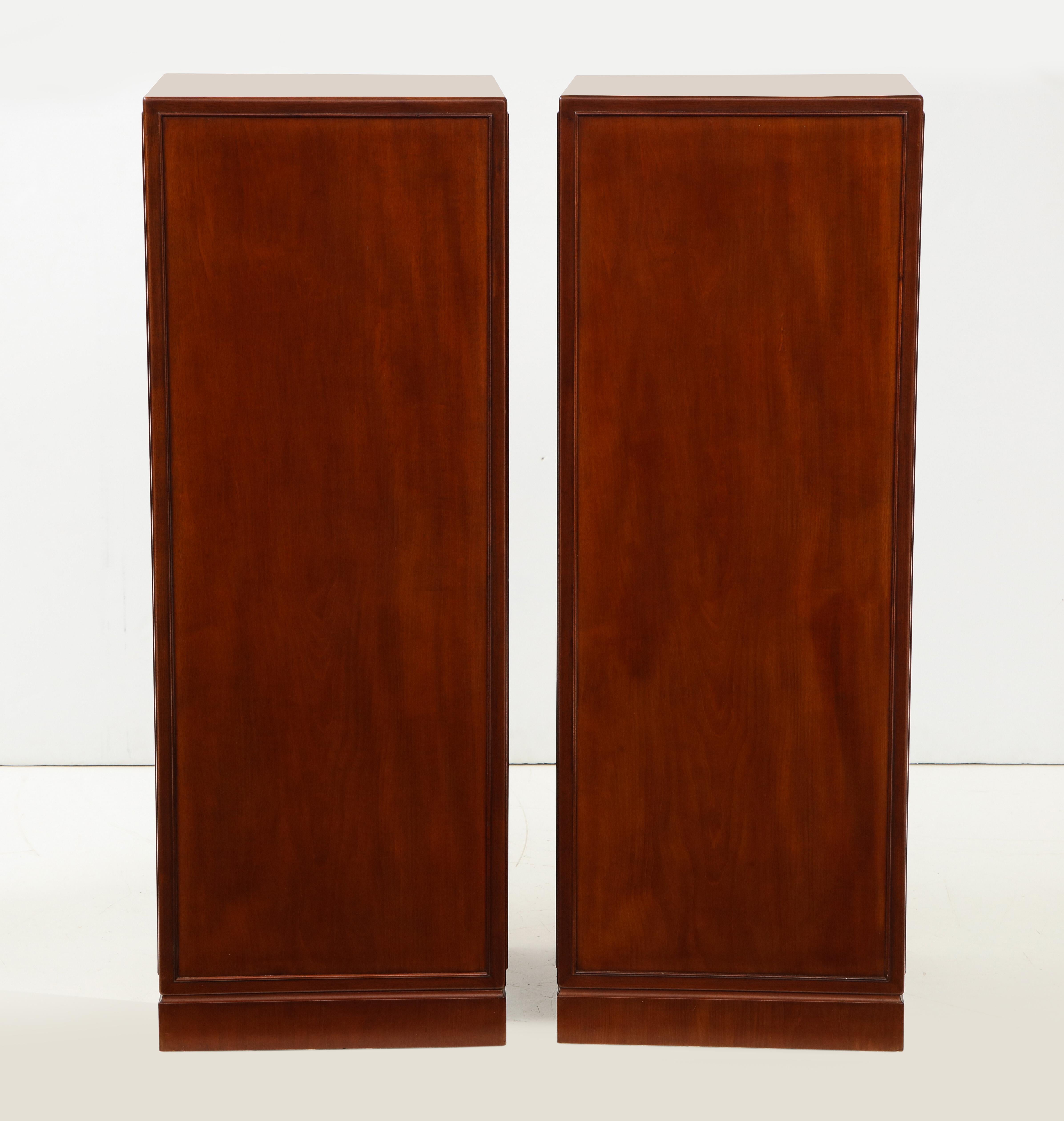 Pair of Frits Henningsen Mahogany Freestanding Pedestal Cabinets, circa 1940s 2