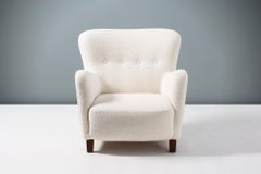 Pair of Fritz Hansen 1940s Boucle Armchairs
