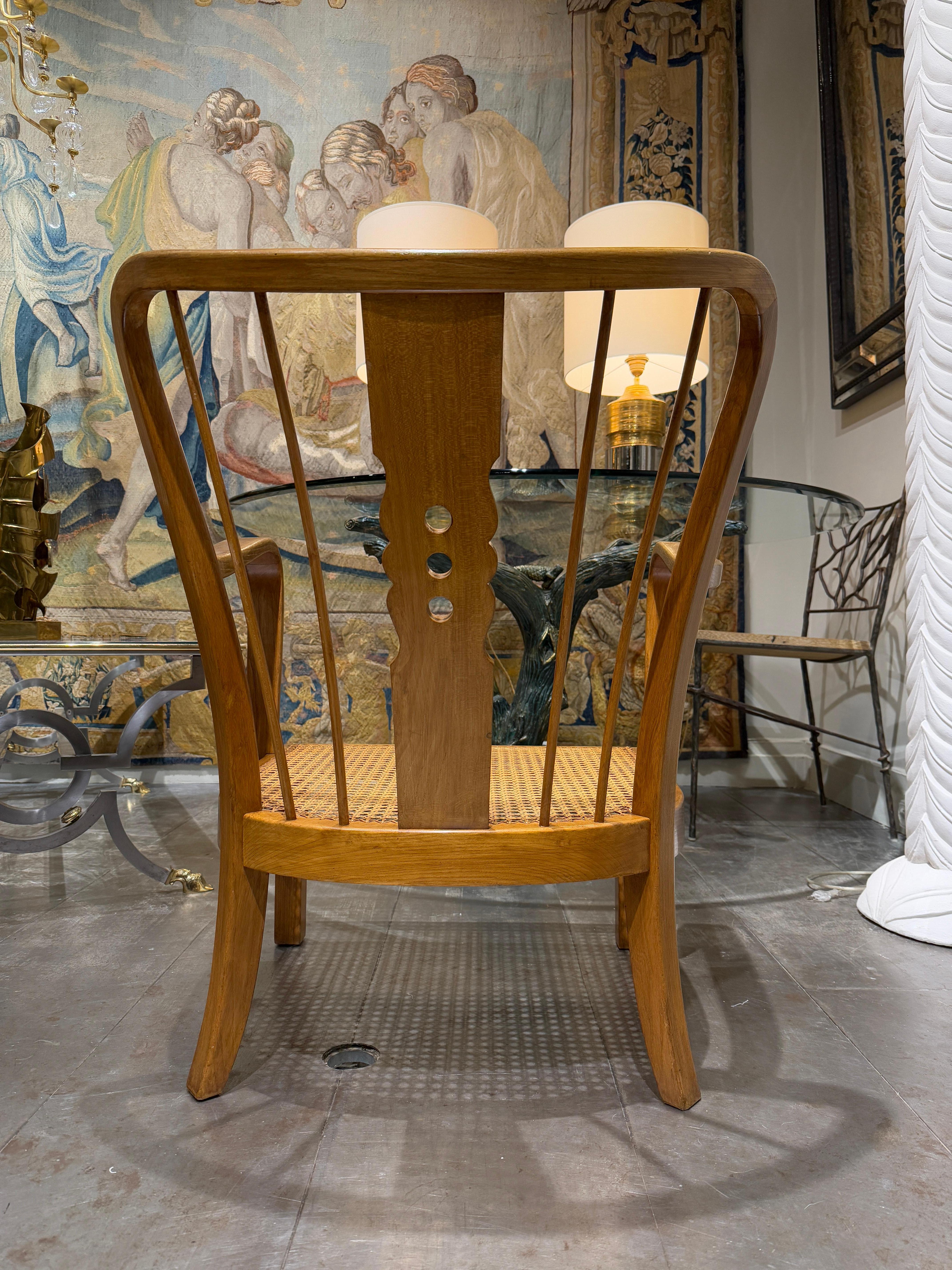 Pair of elm armchairs with sheepskin cushions Fritz Hansen Denmark 
Circa 1940 
Beautifull vintage condition 