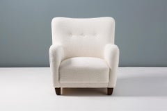 Pair of Fritz Hansen Style 1940s Boucle Armchair
