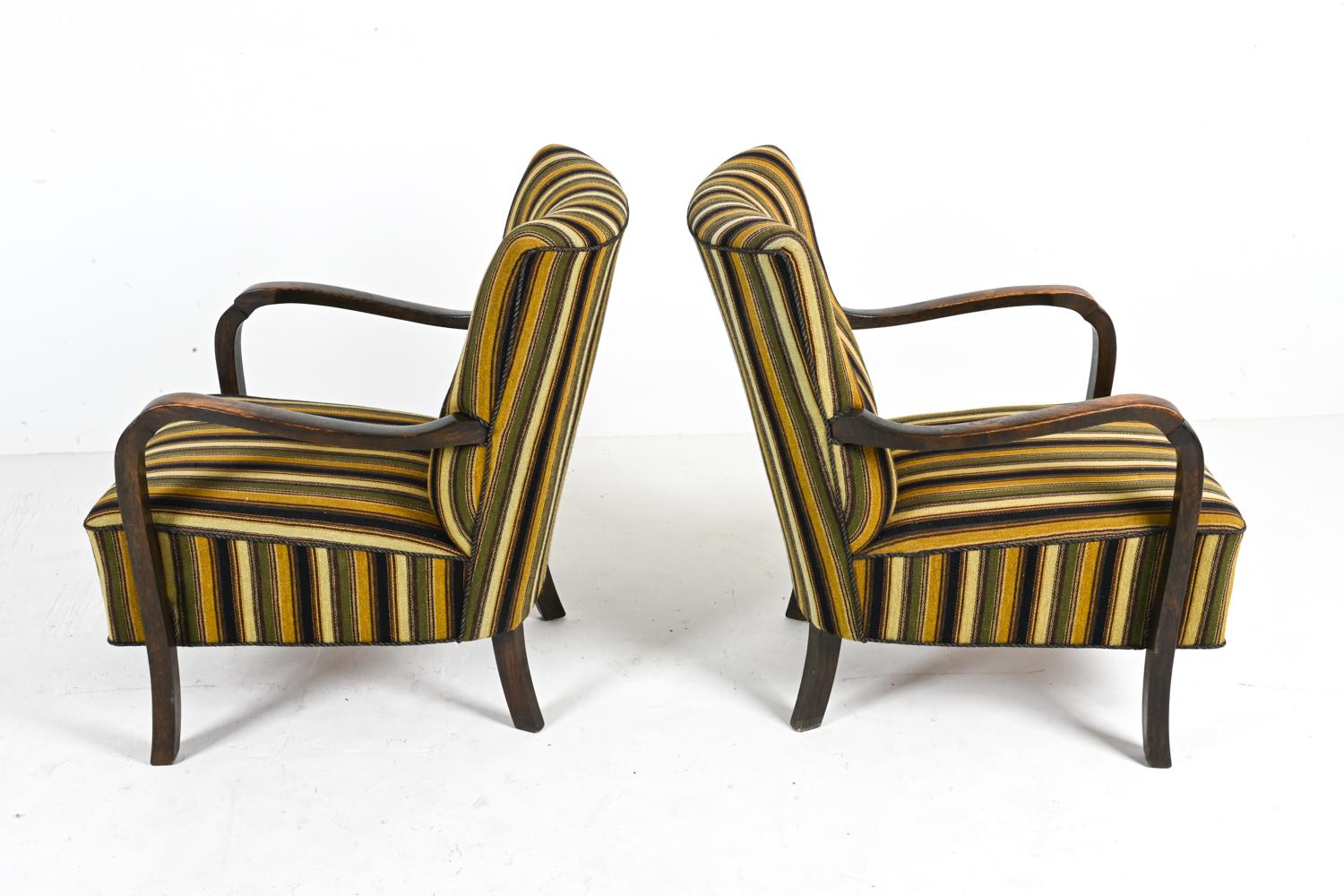 Pair of Fritz Hansen-Style Beechwood Easy Chairs, c. 1940's For Sale 4
