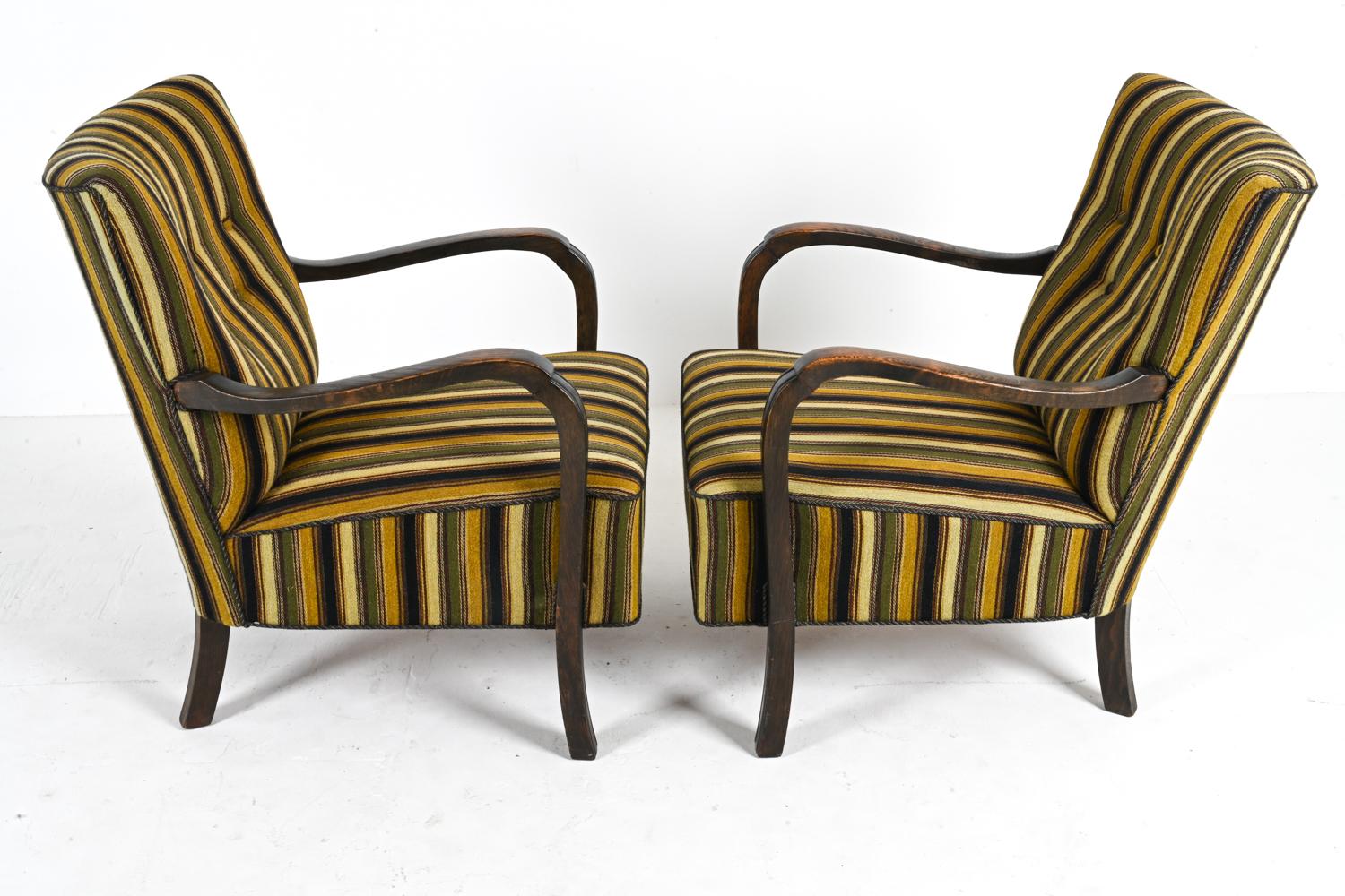 Pair of Fritz Hansen-Style Beechwood Easy Chairs, c. 1940's For Sale 8