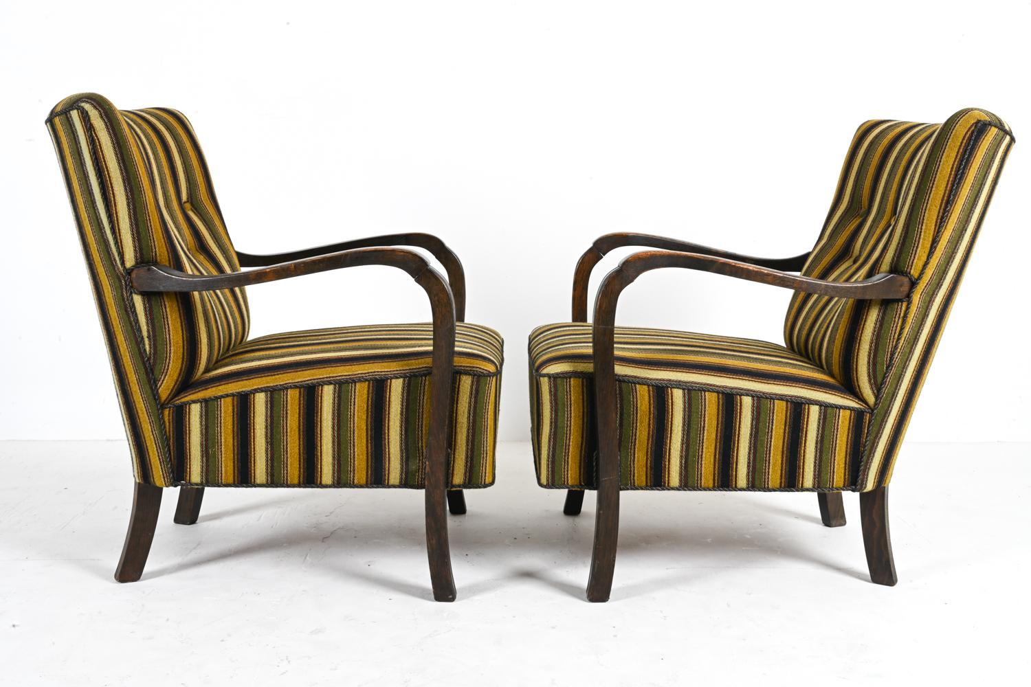 Pair of Fritz Hansen-Style Beechwood Easy Chairs, c. 1940's For Sale 9