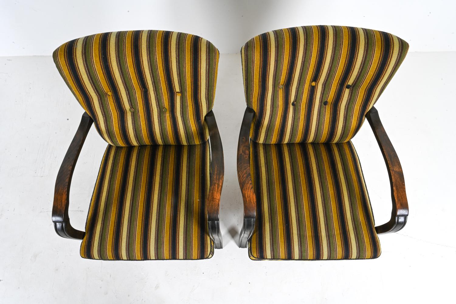 Mid-20th Century Pair of Fritz Hansen-Style Beechwood Easy Chairs, c. 1940's For Sale