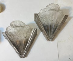 Pair of Frnech Art Deco Sconces Signed Noverdy