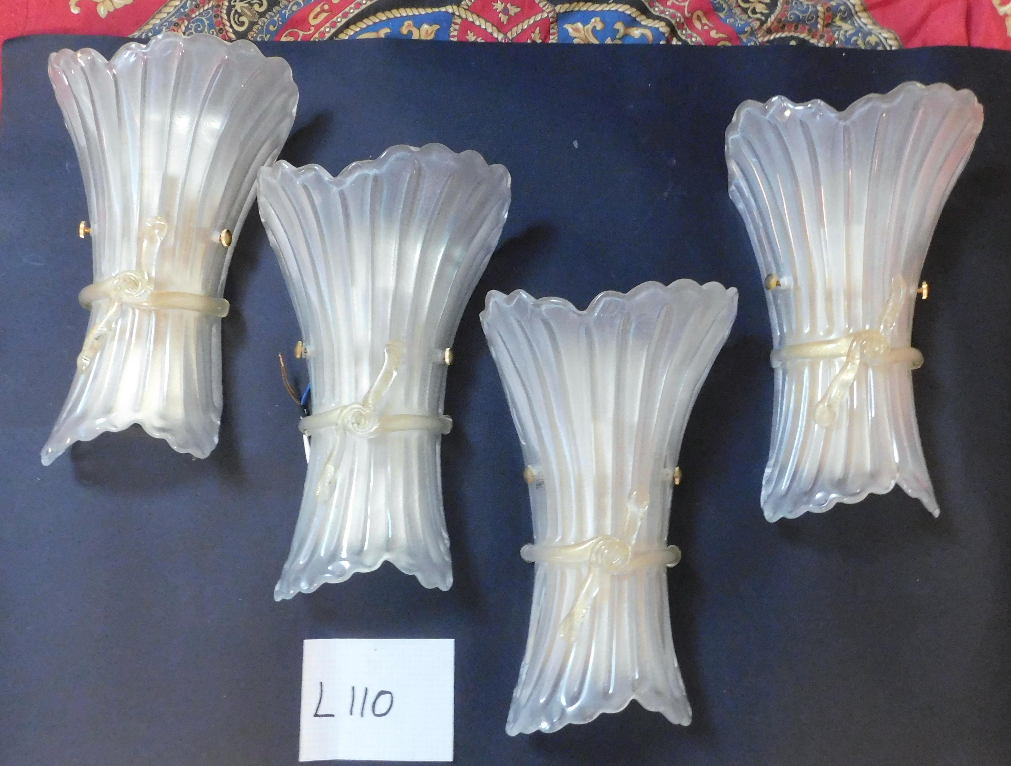 Pair of Frosted Bow Sconces, 2 Pairs Available For Sale 4