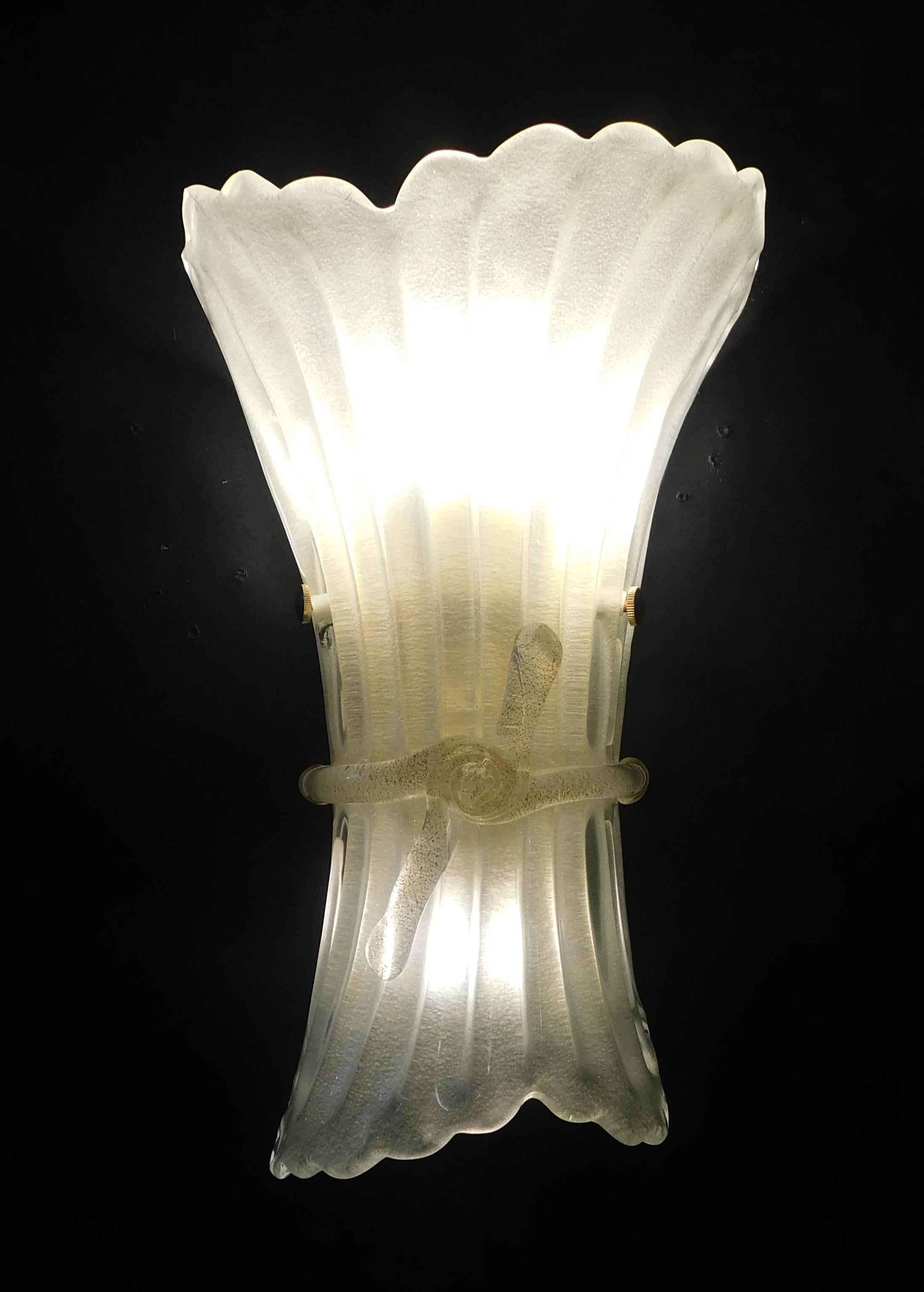 20th Century Pair of Frosted Bow Sconces, 2 Pairs Available For Sale