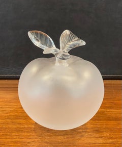 Pair of Frosted Crystal "Grand Pomme" Apple Sculptures by Nina Ricci for Lalique