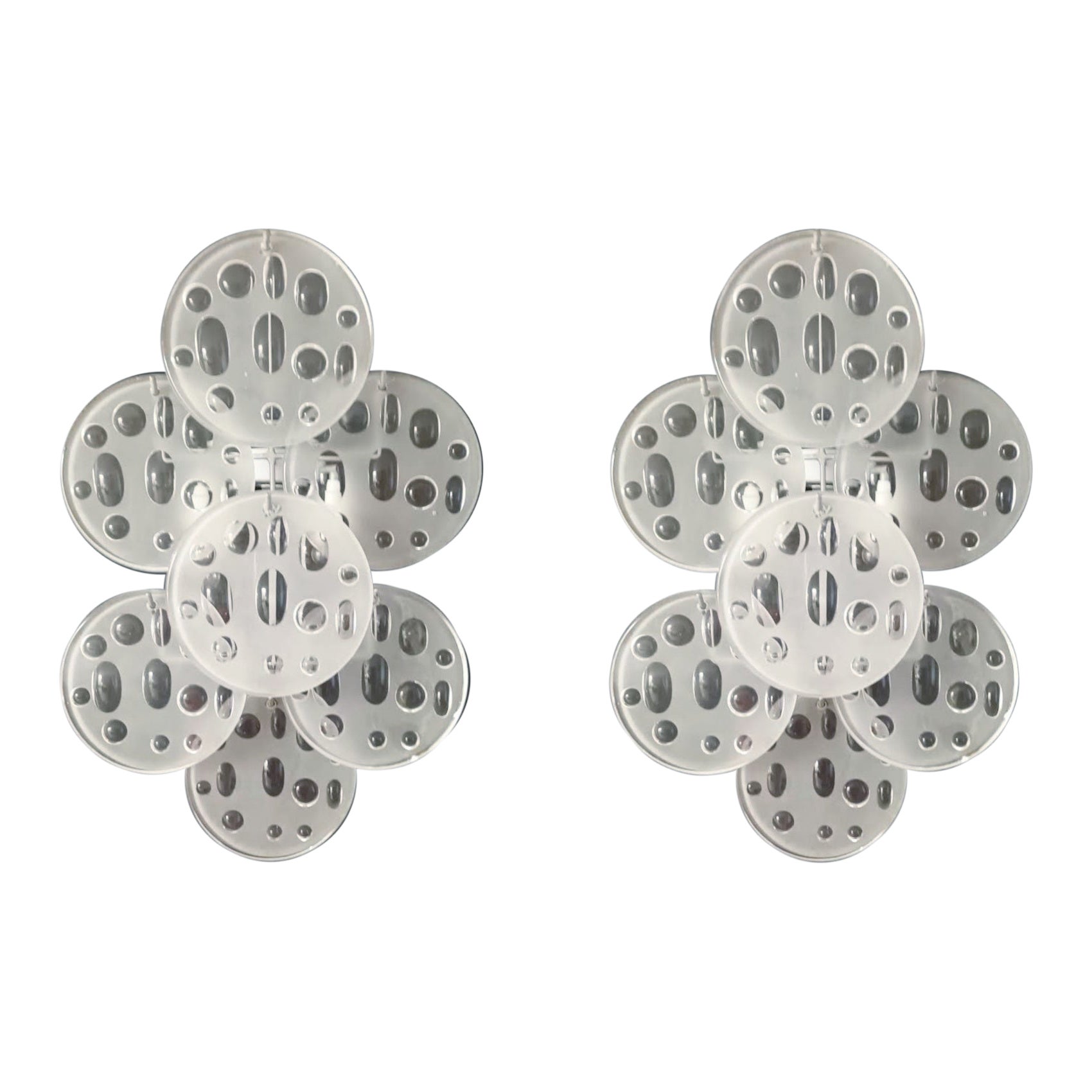 Paire d'appliques à disque dépoli
