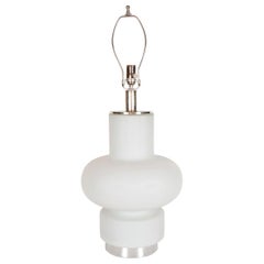 Pair of Frosted Glass Table Lamps with Nickel Hardware, by Laurel