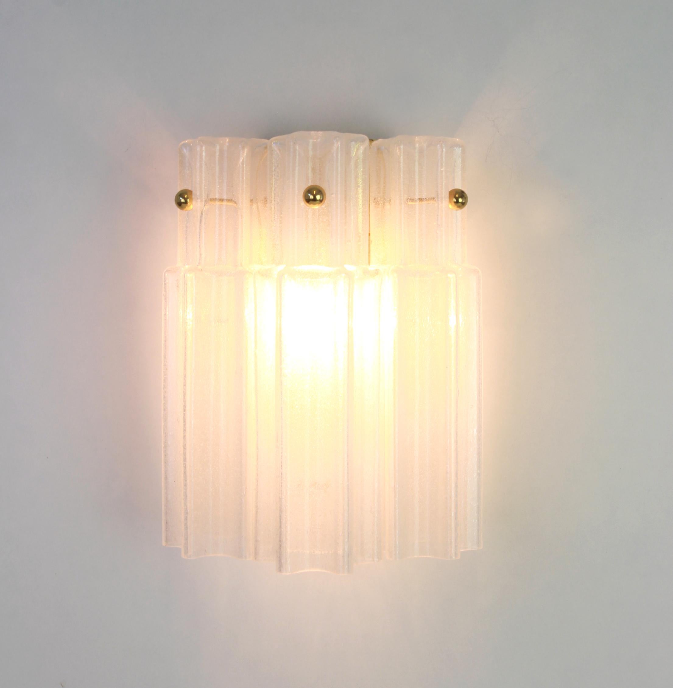 Mid-20th Century Pair of Frosted Glass Wall Lights by Limburg, Germany, 1960s