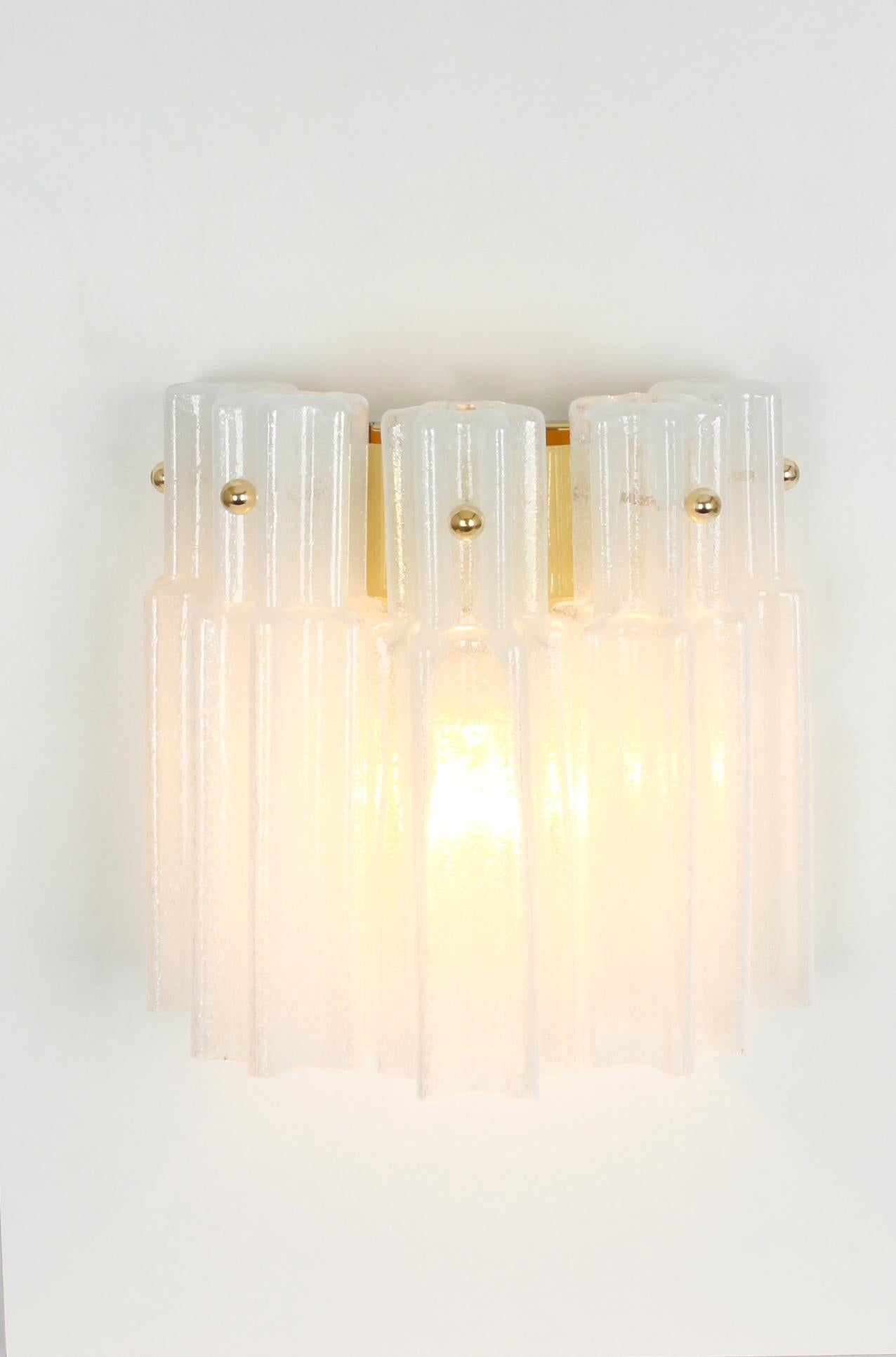 Pair of Frosted Glass Wall Lights by Limburg, Germany, 1960s 1