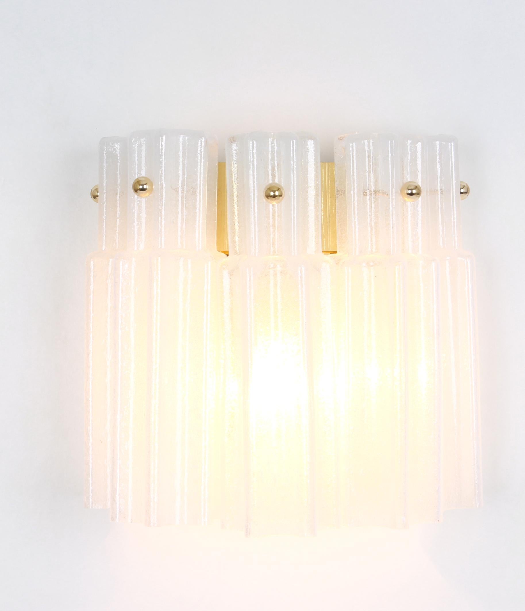 Pair of Frosted Glass Wall Lights by Limburg, Germany, 1960s 2