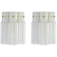 Pair of Frosted Glass Wall Lights by Limburg, Germany, 1960s Pair of Frosted Glass Wall Lights by Limburg, Germany, 1960s