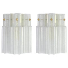 Pair of Frosted Glass Wall Lights by Limburg, Germany, 1960s Pair of Frosted Glass Wall Lights by Limburg, Germany, 1960s