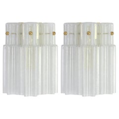 Pair of Frosted Glass Wall Lights by Limburg, Germany, 1960s