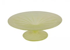 Pair of Frosted Green Vaseline Glass Centerpiece