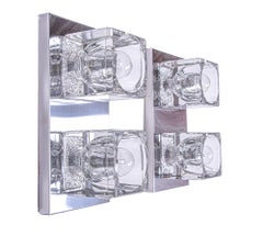 Pair of Frosted Ice Cube Wall & Ceiling Lights Glass by Peill & Putzler 1970