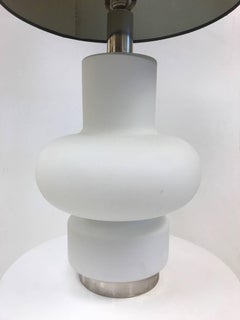 Pair of Frosted Murano Glass Lamps