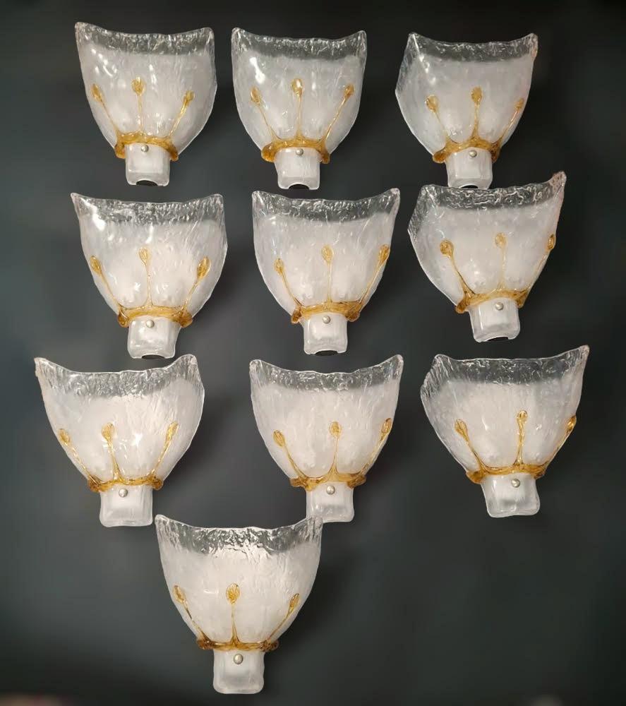Pair of Frosted Murano Sconces, 5 Pairs Available For Sale 1