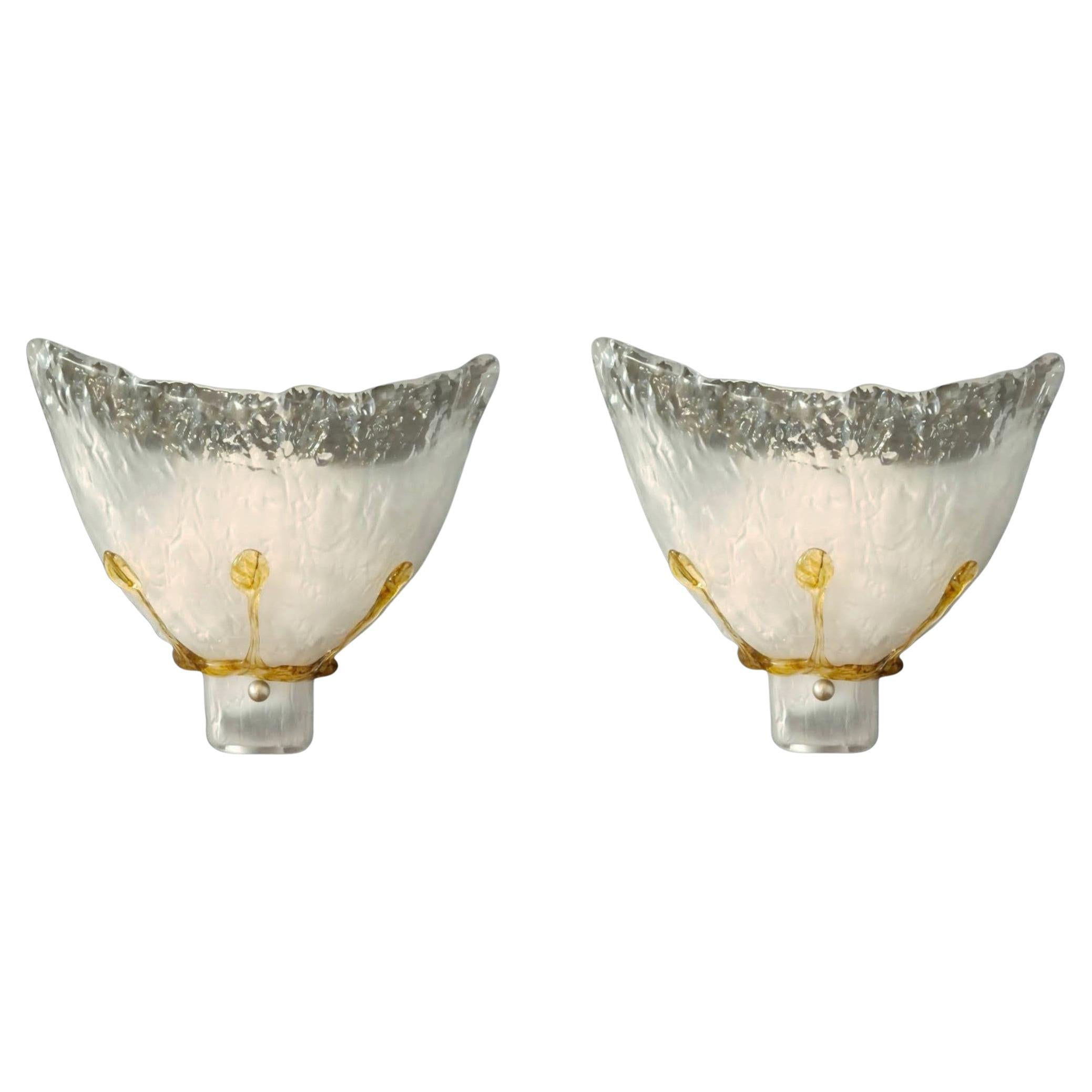 Pareja de Apliques de Murano Esmerilados, 5 Parejas Disponibles