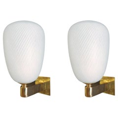 Pair of Frosted Sconces by Barovier e Toso