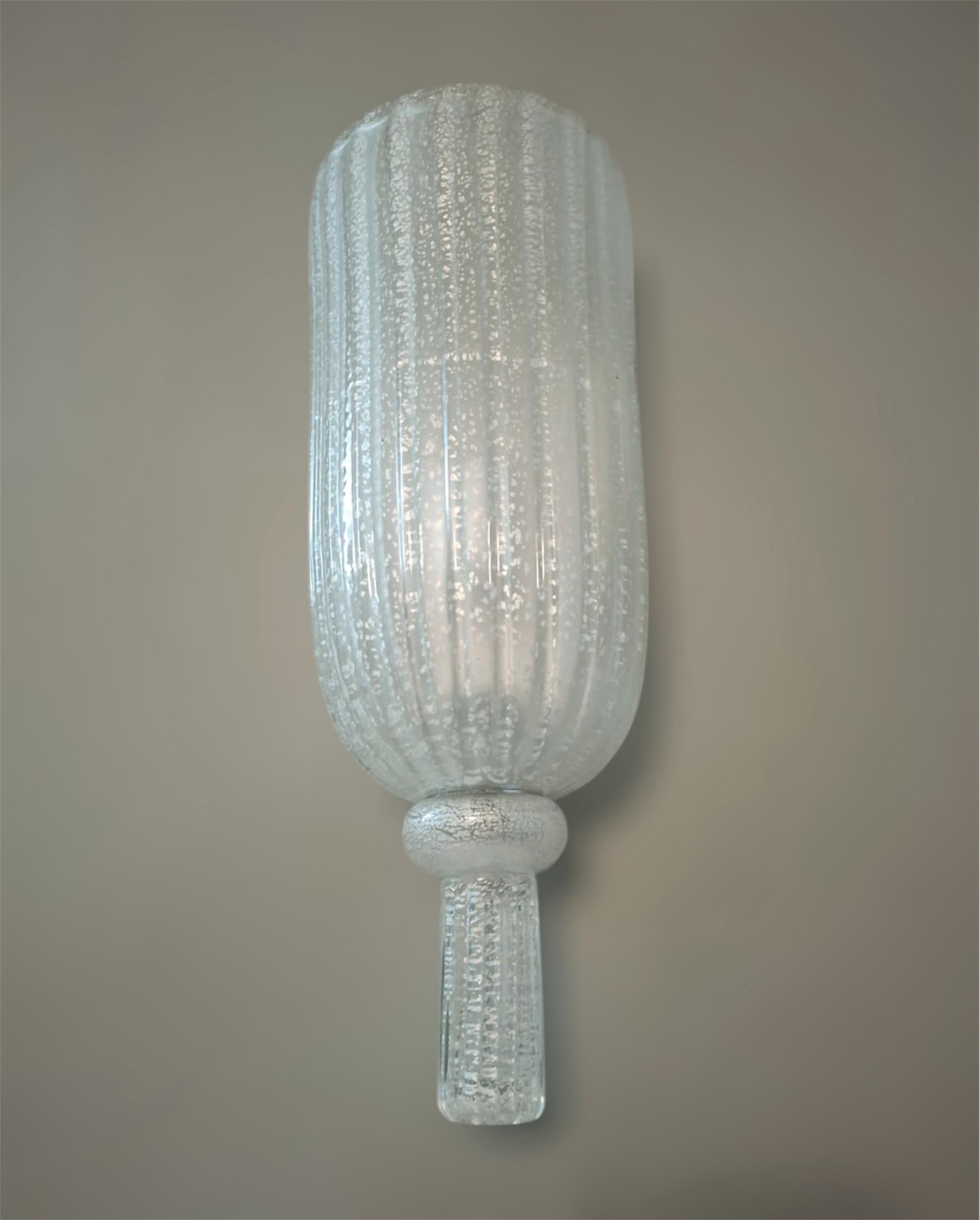 Mid-Century moderno Coppia di lampade di Murano in argento smerigliato di Seguso in vendita